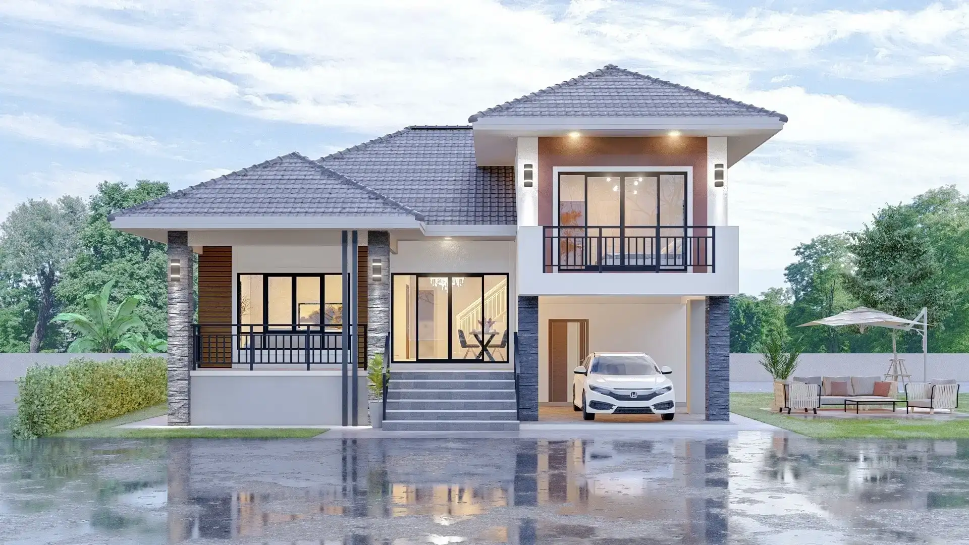 บ้านพักชั้นครึ่งคอนเทมโพรารี่
